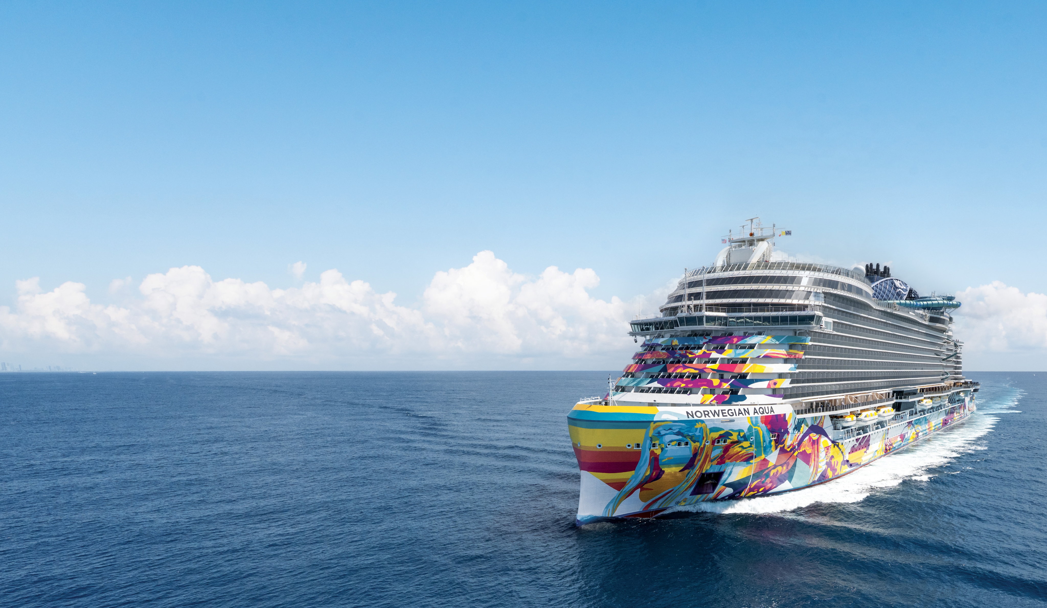 Norwegian Cruise Lines ship sailing on the open ocean