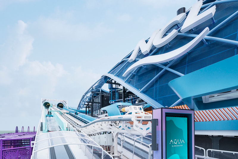 Norwegian cruise ship lounge chairs on deck at sea